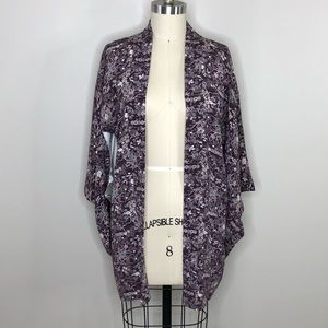 Vintage Japanese Style Short Purple Kimono Robe